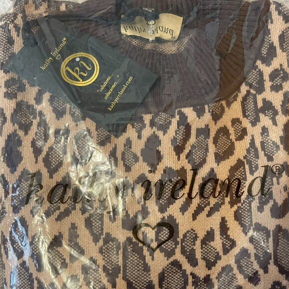 Kathy Ireland Womens 2X Leopard Animal Print Mock-Neck Jacquard Sweater NEW Mob - Picture 7 of 10